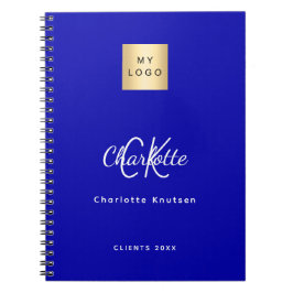 Caderno Espiral Logotipo comercial monograma azul real