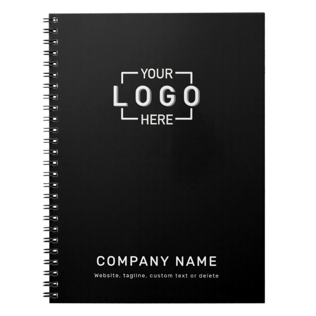 Caderno Espiral Logotipo comercial personalizado preto (Frente)