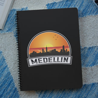 Caderno Espiral Logotipo da Cidade do Skyline Sunset da Medellin C