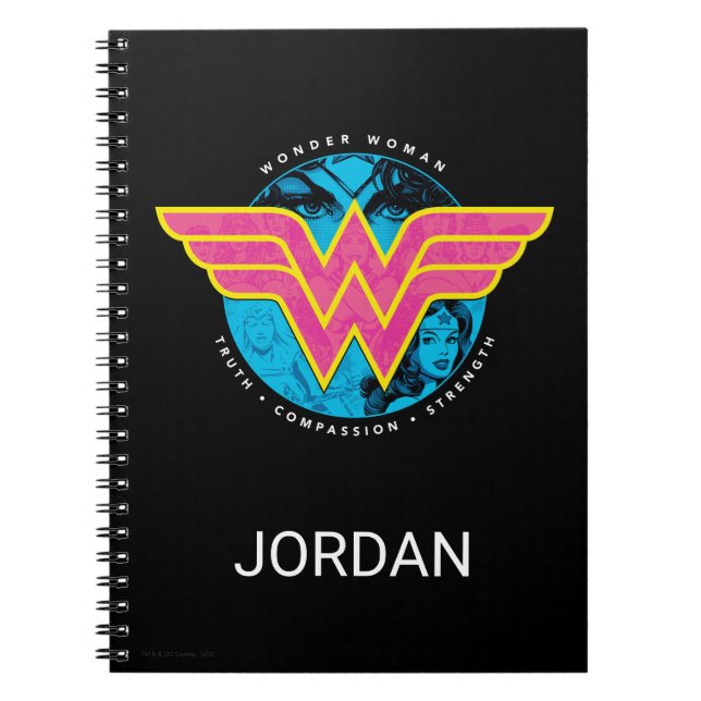 Caderno Espiral Logotipo da Mulher Maravilha da Força da Verdade (Frente)