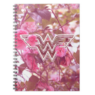 Caderno Espiral Logotipo das flores da Camellia cor-de-rosa da mul