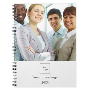 Caderno Espiral Logotipo de foto de negócios branco equipe