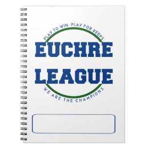CADERNO ESPIRAL LOGOTIPO DE LIGA EUCHRE COM ESPAÇO PARA NOME PERS