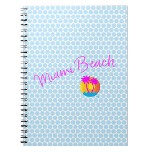 Caderno Espiral Logotipo de Miami-Beach-sun-palms-pink