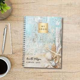 Caderno Espiral Logotipo de negócios de estrela de areia azul da p