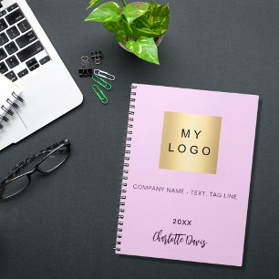 Caderno Espiral logotipo de negócios de script de nome rosa