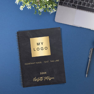Caderno Espiral Logotipo de negócios nome cinza quadro negro
