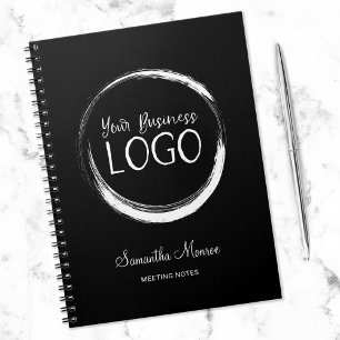 Caderno Espiral Logotipo de Negócios Preto e Branco para Reunião
