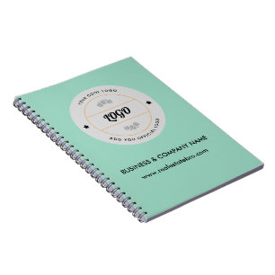 Caderno Espiral Logotipo de Negócios Redondo Simples & Texto Perso