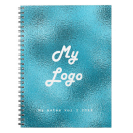 Caderno Espiral Logotipo de negócios Turquesa Azul