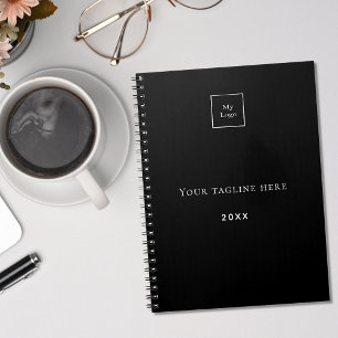 Caderno Espiral Logotipo de nome monograma preto branco empresaria