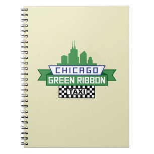 Caderno Espiral Logotipo de Taxi da Faixa Verde de Chicago - Arte