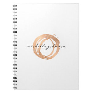 Caderno Espiral Logotipo do Designer de Círculos Pintados Dourado 