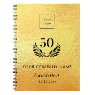 Caderno Espiral logotipo dourado anos de serviço empresarial