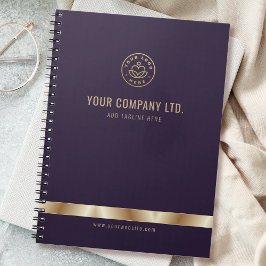 Caderno Espiral Logotipo Elegante Roxo Dourado