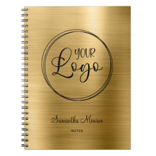 Caderno Espiral Logotipo Empresarial Faux Dourado Ombre Foil Reuni