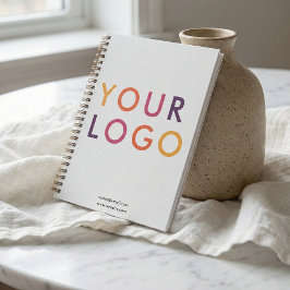 Caderno Espiral Logotipo Empresarial Minimalista Branco