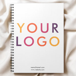Caderno Espiral Logotipo Empresarial Minimalista Branco