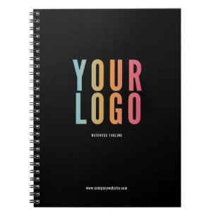 Caderno Espiral Logotipo Empresarial Minimalista Promocional Preto