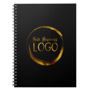 Caderno Espiral Logotipo Empresarial Redondo em Promo Preto