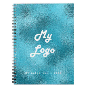 Caderno Espiral logotipo empresarial Turquesa Azul