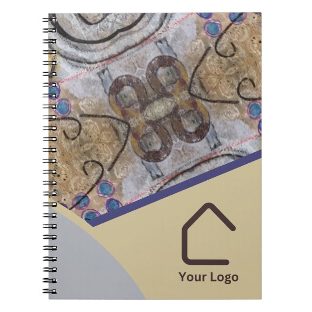 Caderno Espiral Logotipo ou código QR de acentos modernos simples (Frente)