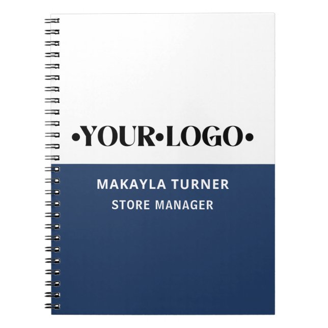 Caderno Espiral Logotipo Personalizado Azul (Frente)