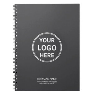 Caderno Espiral Logotipo Personalizado Cinza Moderno Corporativo E