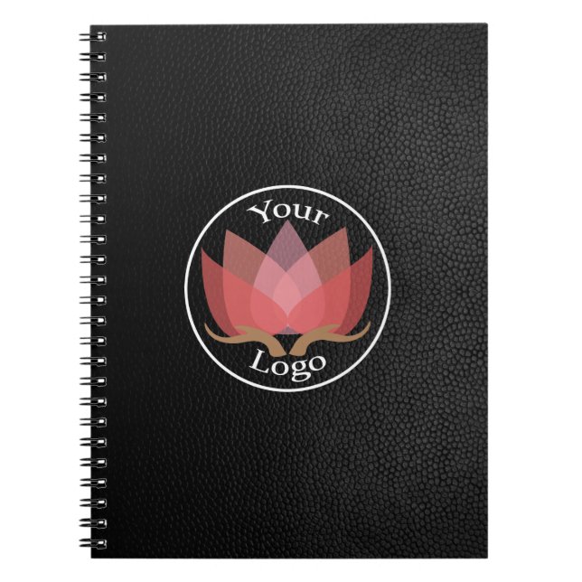 Caderno Espiral LOGOTIPO Personalizado De Couro Preto (Frente)
