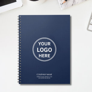 Caderno Espiral Logotipo Personalizado Minimalista Moderno Azul Ma