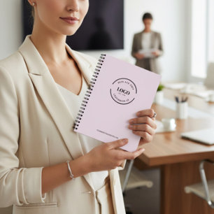 Caderno Espiral Logotipo Personalizado Minimalista Rosa Simples Br