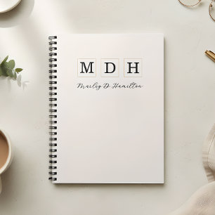 Caderno Espiral Logotipo Personalizado Monograma Nome em Roteiro