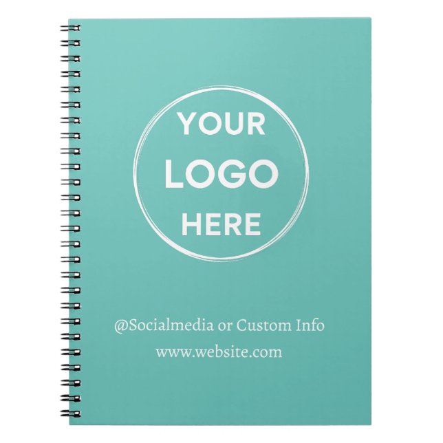 Caderno Espiral Logotipo personalizado teal Funcionarios empresari (Frente)