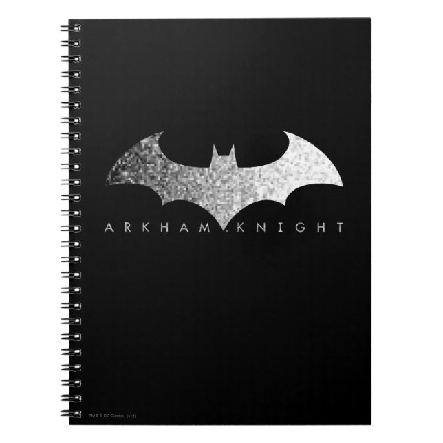 Caderno Espiral Logotipo Pixel do Cavaleiro do Batman Arkham (Frente)