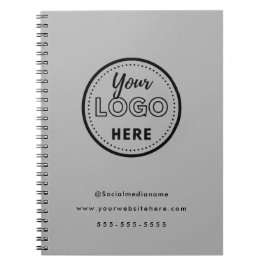 Caderno Espiral Logotipo Promo Cinza Minimalista de Marca Profissi