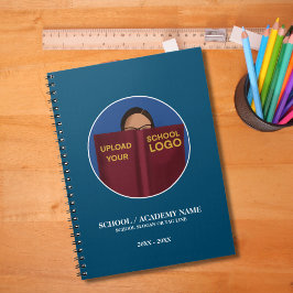 Caderno Espiral Logotipo Simples da Escola Azul Moderna | Planner
