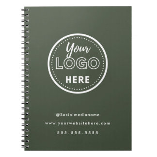 Caderno Espiral Logotipo verde da floresta minimalista de marca pr
