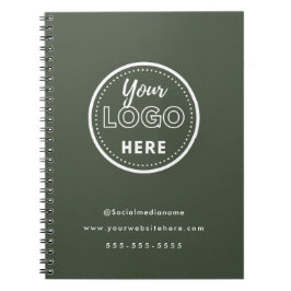 Caderno Espiral Logótipo Verde Floresta Minimalista de Marca Profi