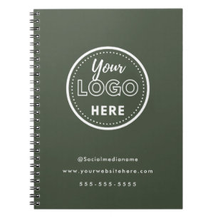 Caderno Espiral Logótipo Verde Floresta Minimalista de Marca Profi