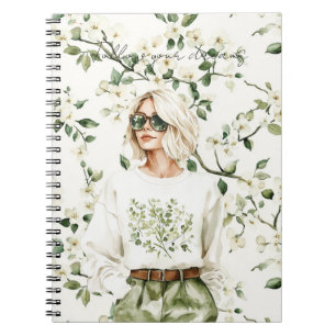 Caderno Espiral Loira Ela Usava Óculos De Sol Flores
