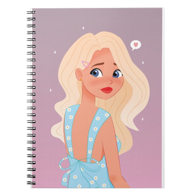 Caderno Espiral Loira em sundress (Frente)