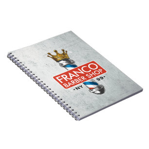 Caderno Espiral Loja de Cabelo Barbeiro Rei Coroa Pólo de Barbeiro