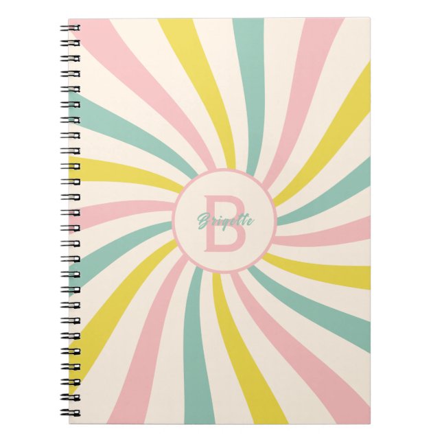 Caderno Espiral 'Lollypop Vibes', redemoinho pastel retrô  (Frente)