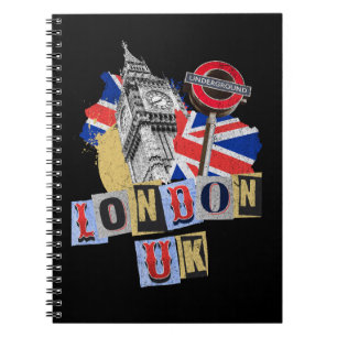 Caderno Espiral London UK Retro style design