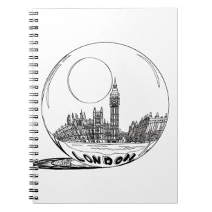 Caderno Espiral Londres numa bola de vidro.