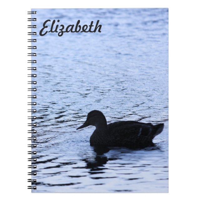 Caderno Espiral Lone Duck Willife Lake Water Ripples Fotografia (Frente)
