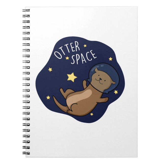 Caderno Espiral Lontra Espaço Astronauta Lontra Engraçado Trocadil (Frente)