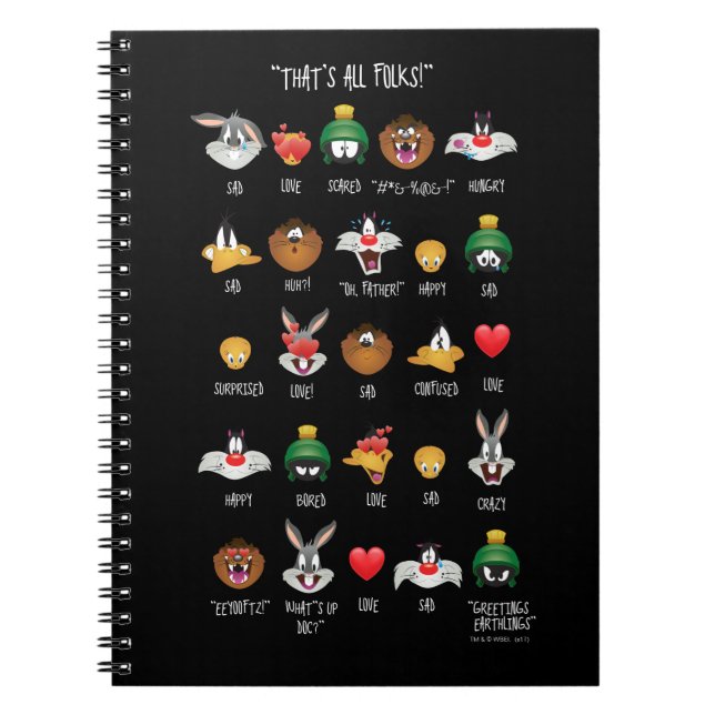 Caderno Espiral LOONEY TUNES™ Emoji Chart (Frente)