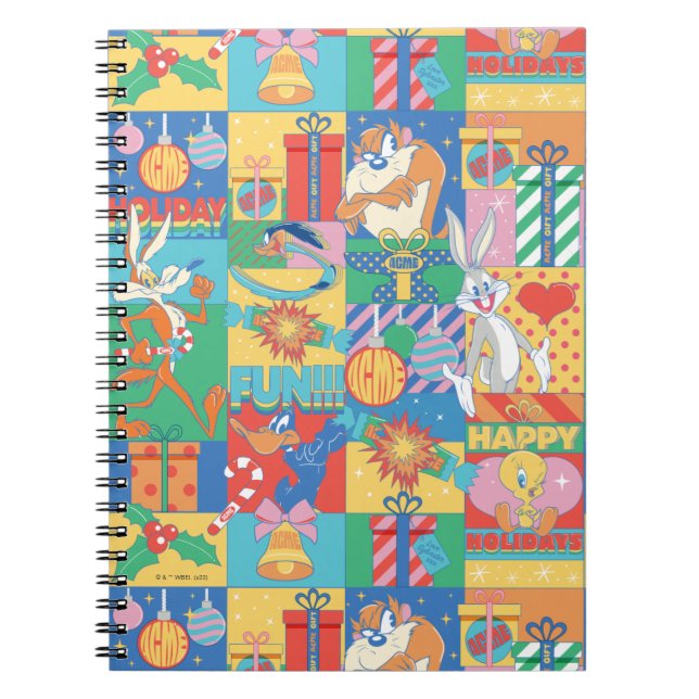 Caderno Espiral LOONEY TUNES™ | Happy Holidays Christmas Pattern (Frente)