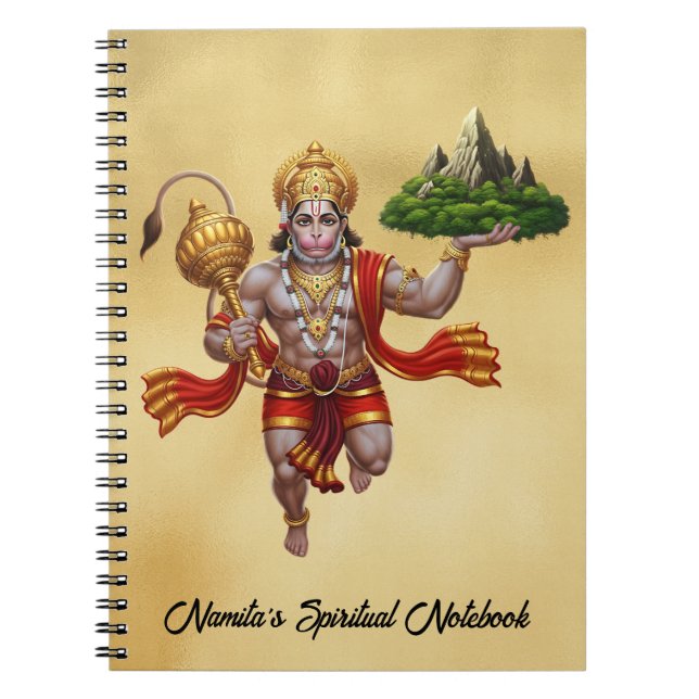 Caderno Espiral Lord Hanuman Voando Levantando Montanha (Frente)